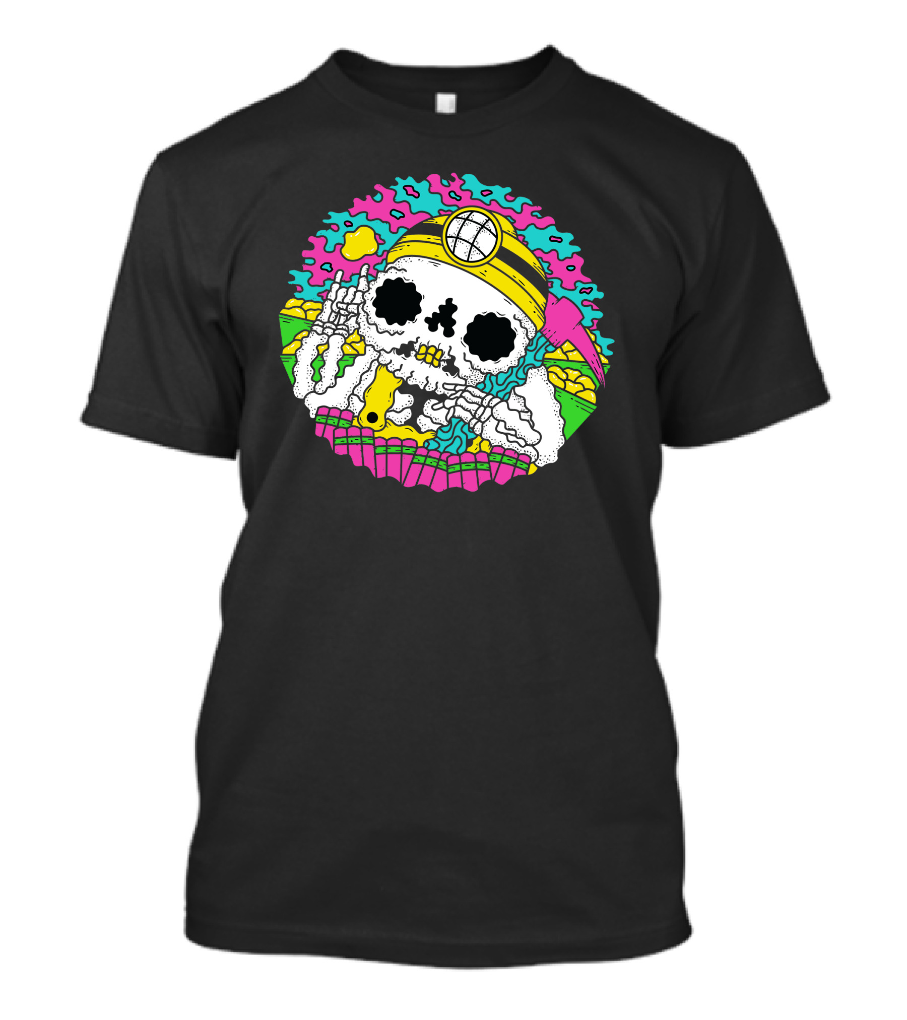Go For Gold Psychedelic Miner Skull T-Shirt