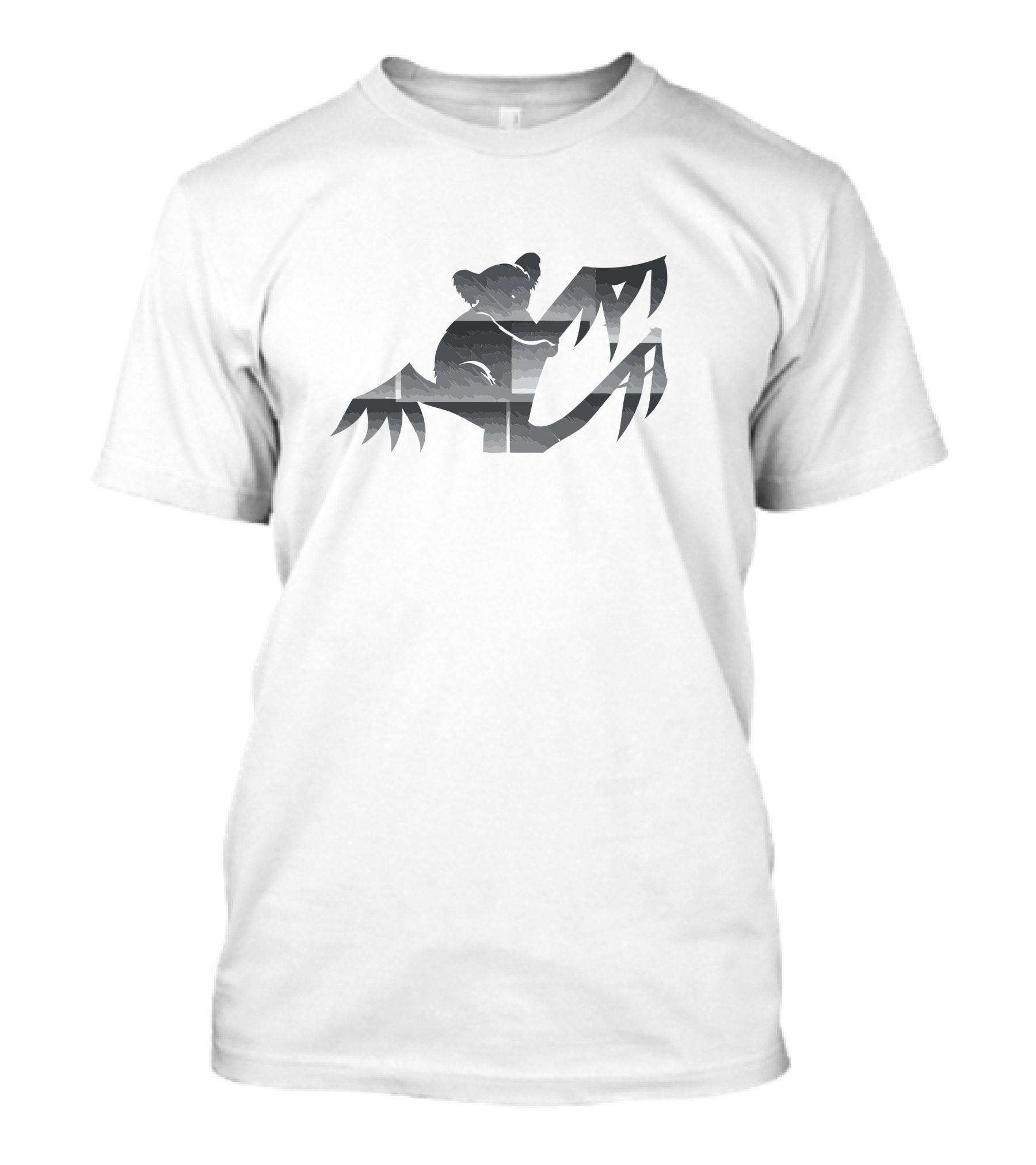 Koala Silhouette With Abstract Tree Branches In Grayscale T-Shirt