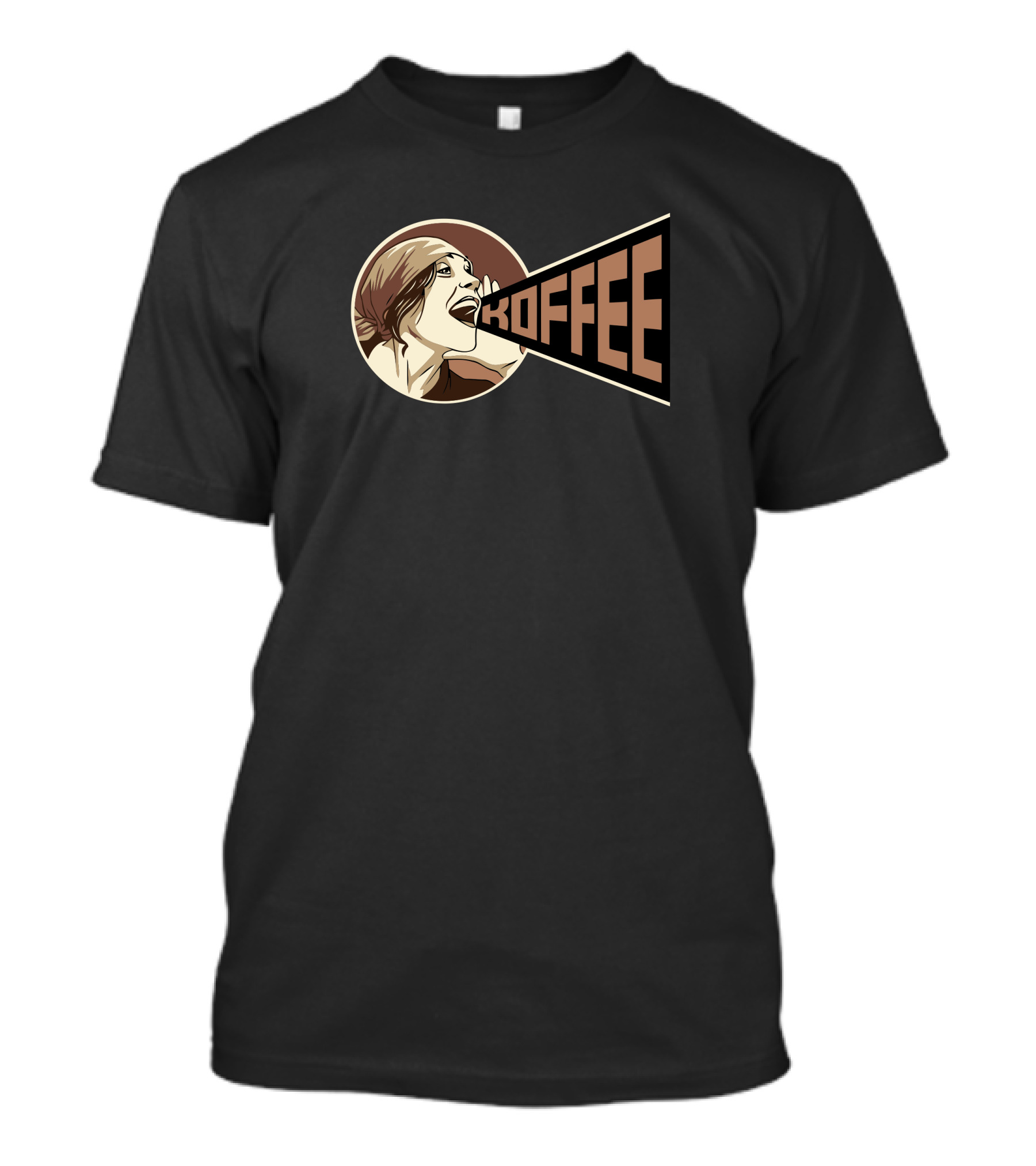 Koffee Vintage Poster Style Yelling Woman T-Shirt