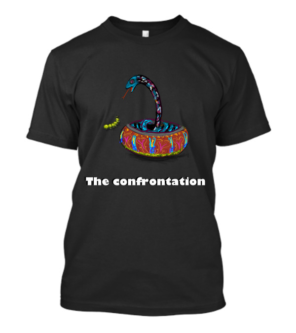 The Confrontation Snake And Caterpillar Standoff In A Colorful Basket T-Shirt