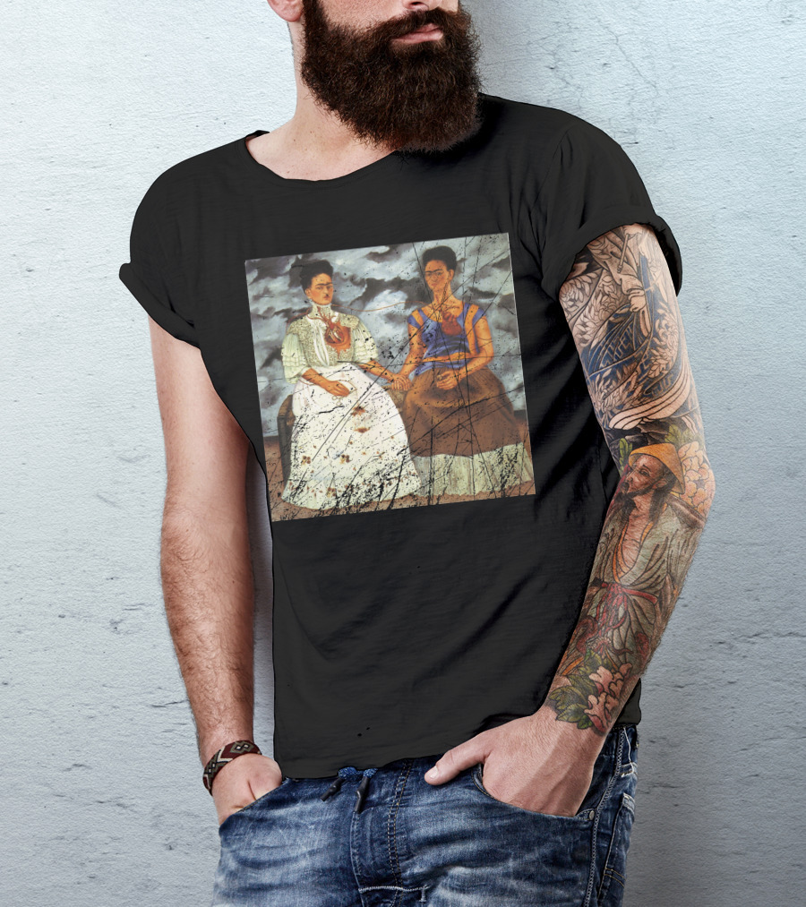 The Two Fridas Frida Kahlo Portrait Duality Heart Connection T-Shirt