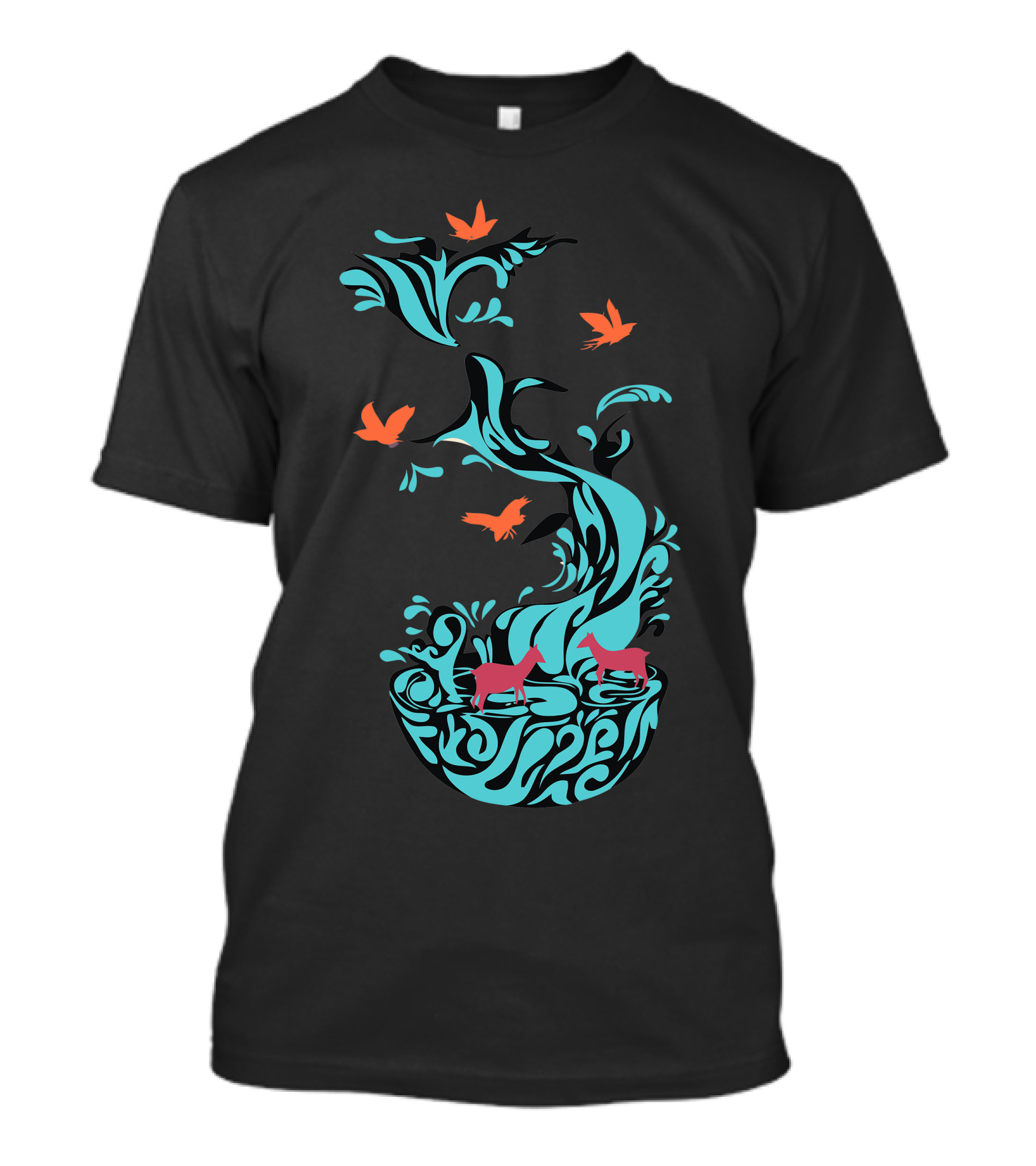 Water Of Life Flowing With Nature's Creatures T-Shirt