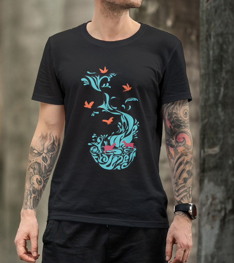 Water Of Life Flowing With Nature's Creatures T-Shirt