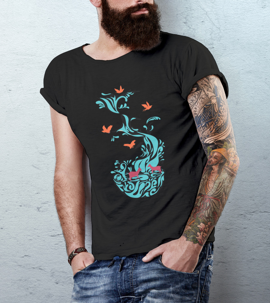 Water Of Life Flowing With Nature's Creatures T-Shirt