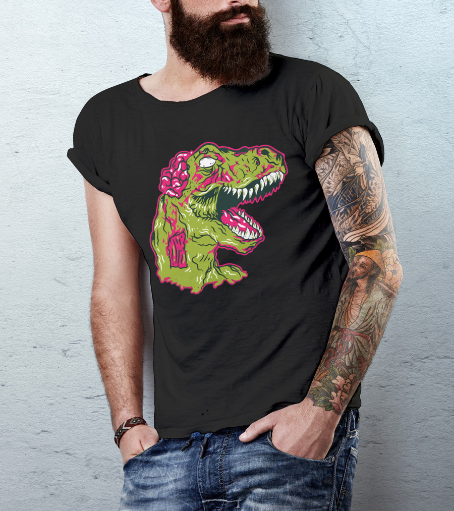 Zombie Rex Dinosaur Brain Monster Horror T-Shirt