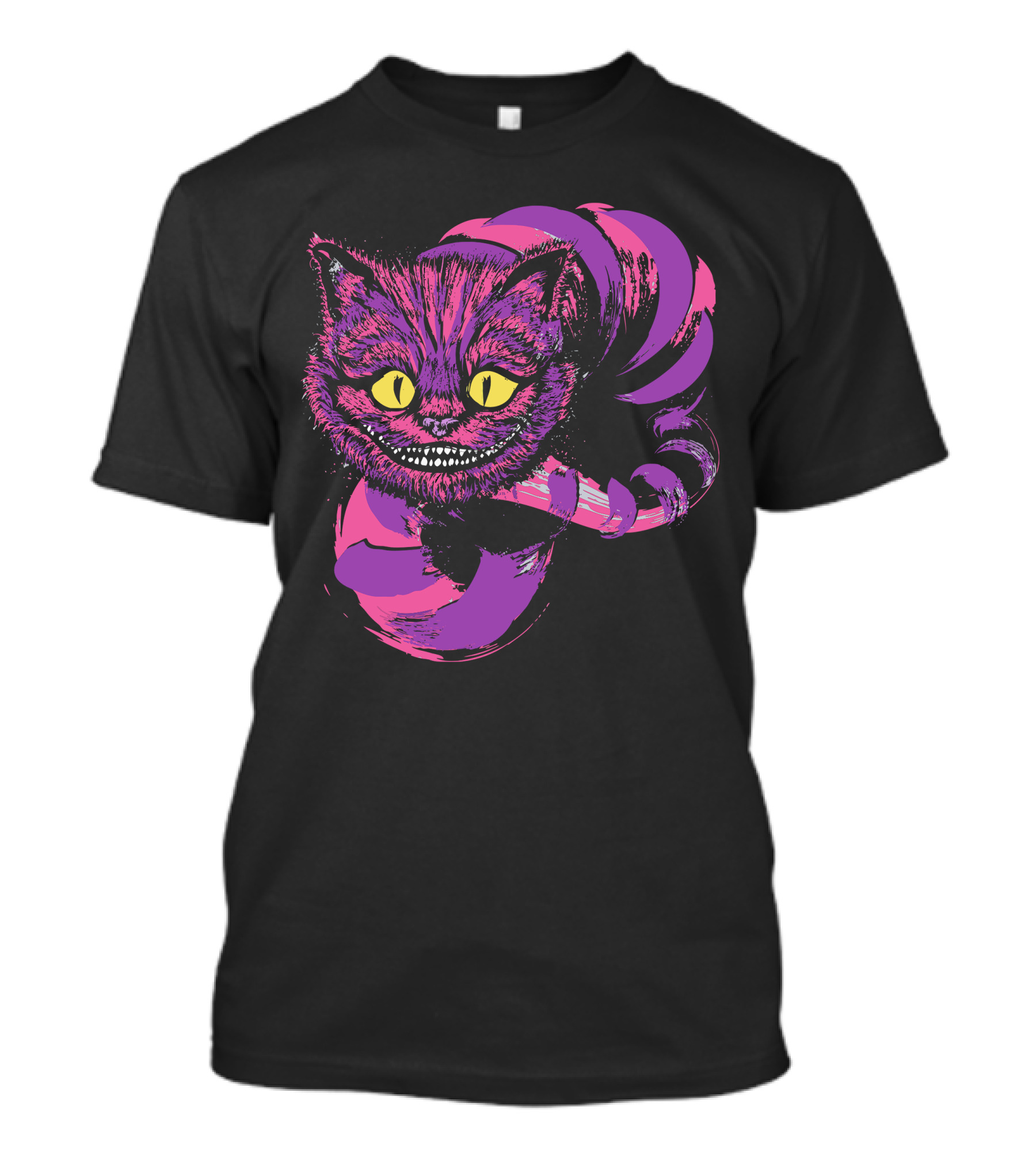 Grinning Cheshire Cat With Swirling Tail And Vibrant Colors T-Shirt