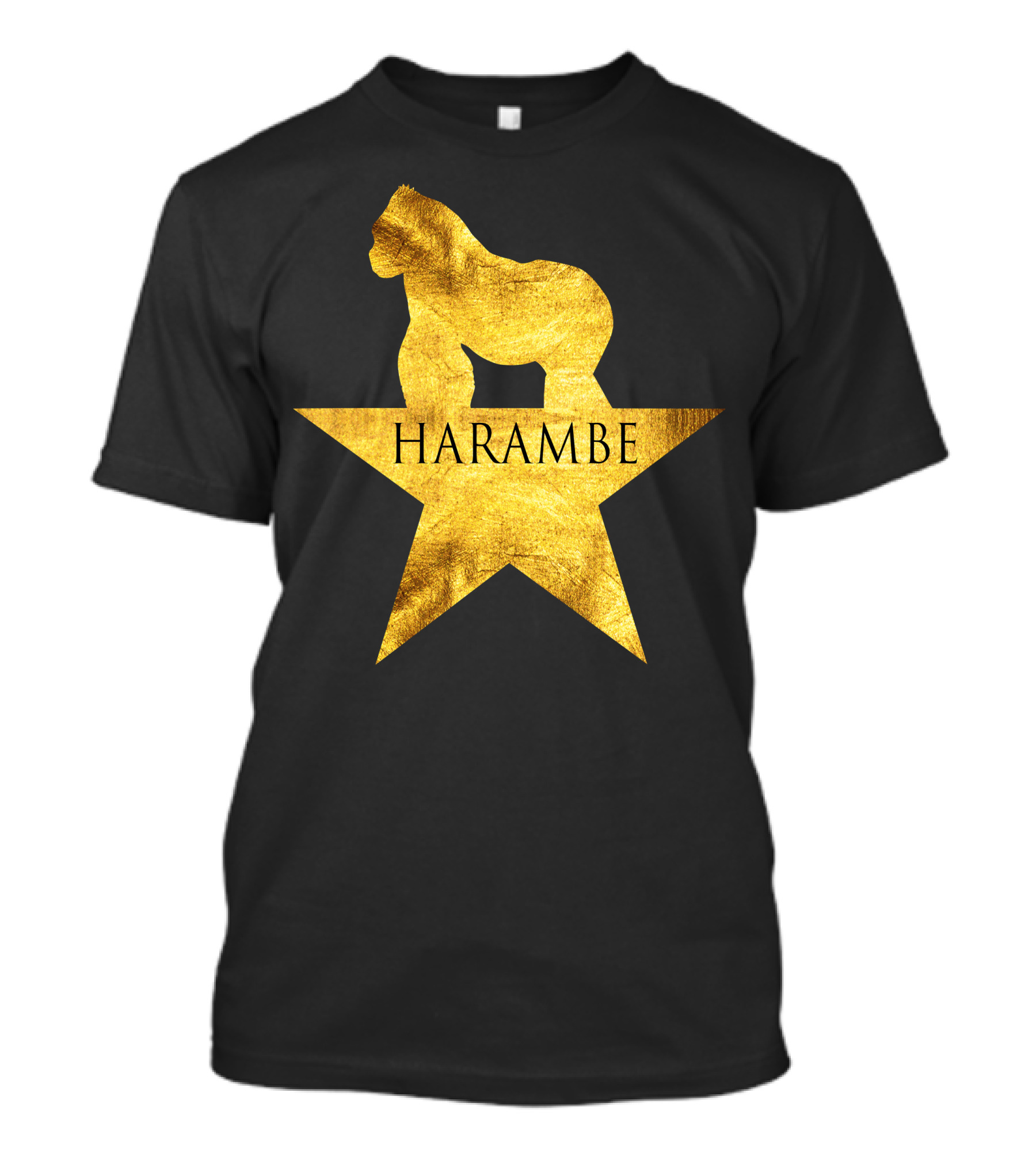 Harambe Gold Gorilla On Star Hamilton T-Shirt