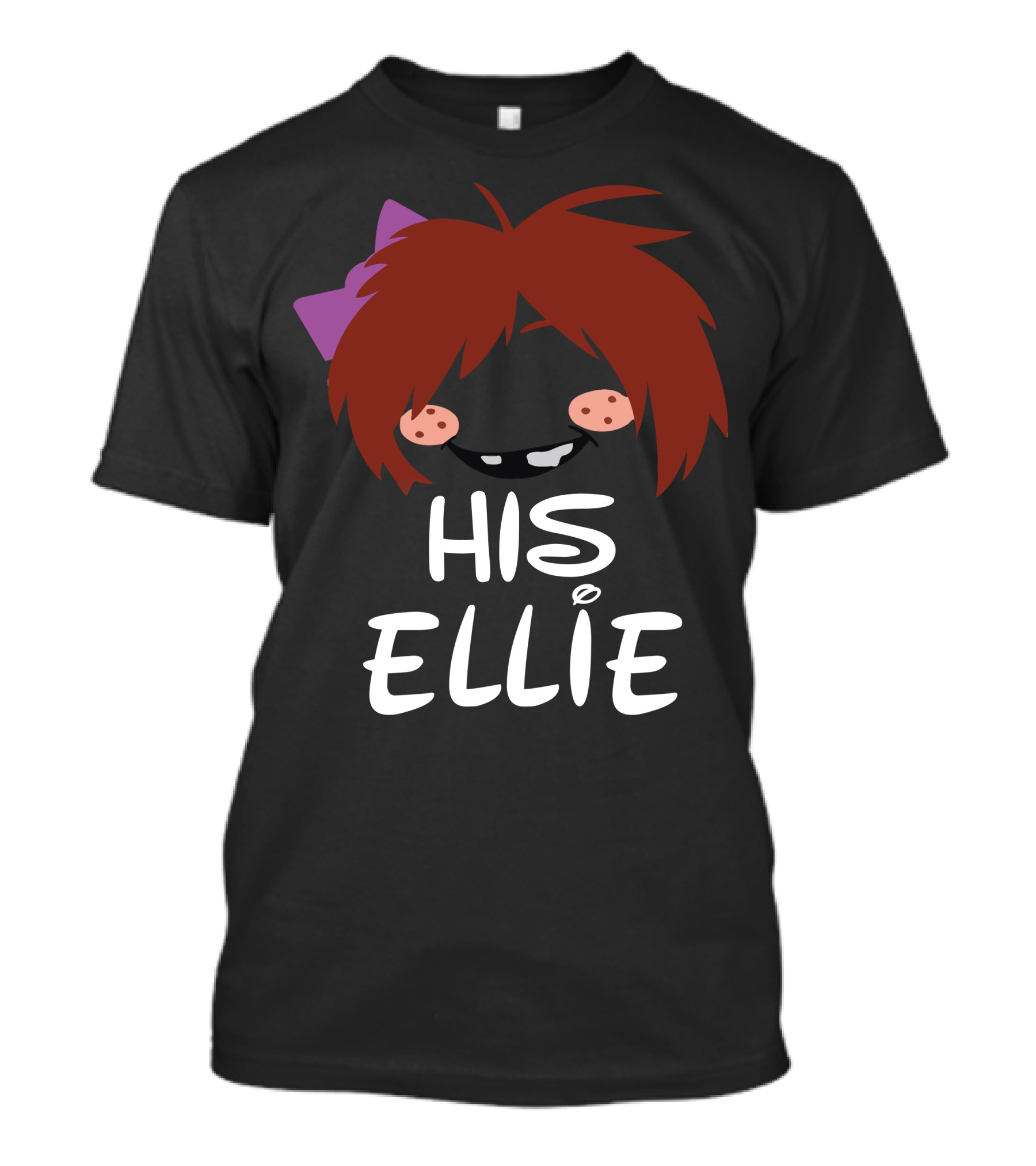 His Ellie Cute Cartoon Style With Brown Hair And Bow T-Shirt