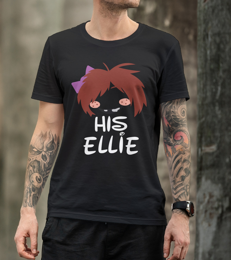 His Ellie Cute Cartoon Style With Brown Hair And Bow T-Shirt