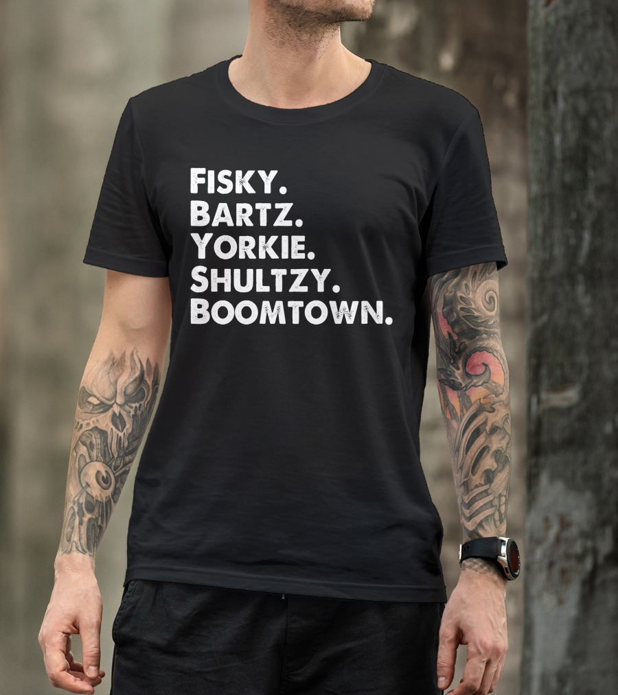 Fisky Bartz Yorkie Shultzy Boomtown Hockey Players T-Shirt