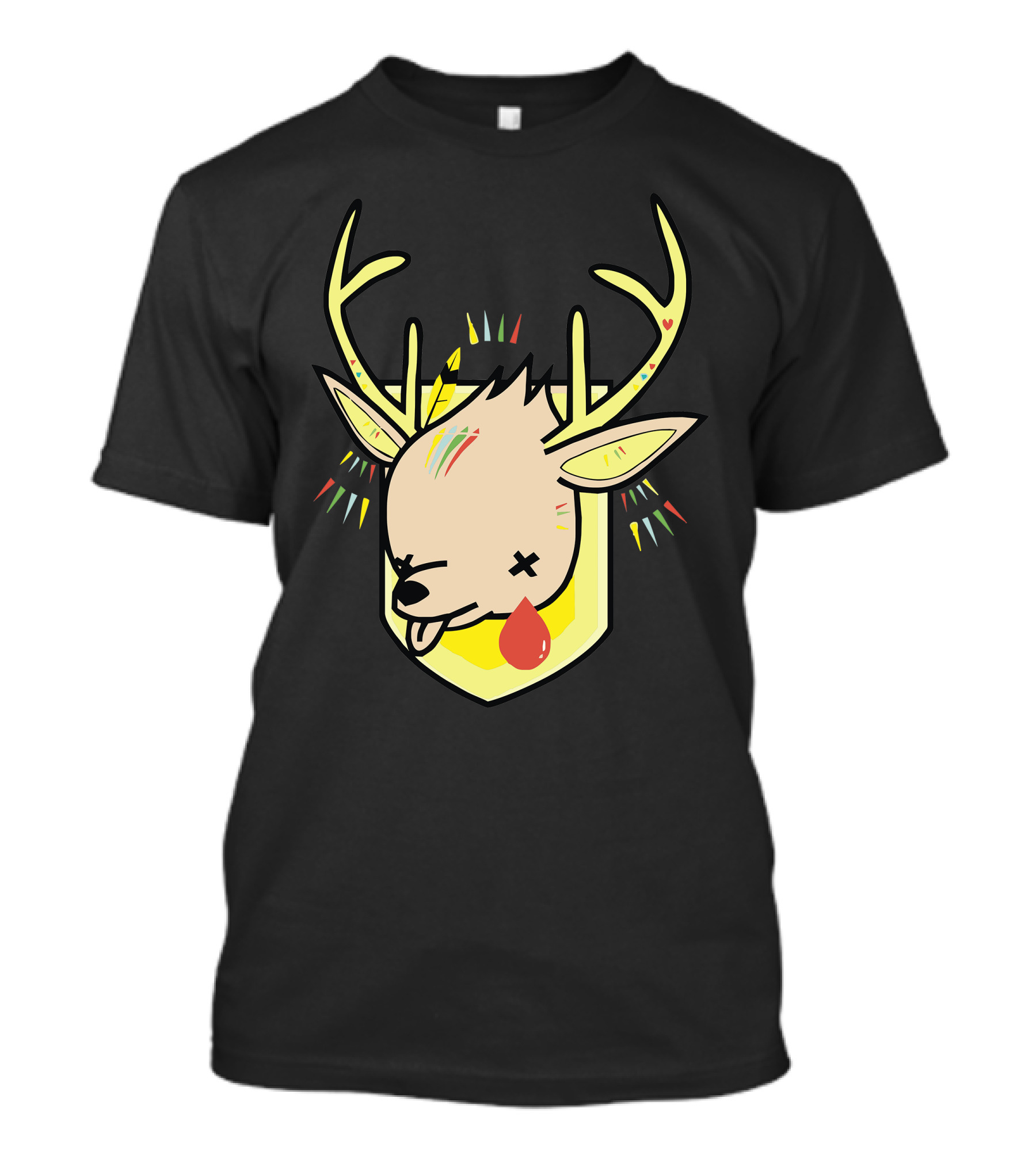 Hunter Deer With Fallen Antlers And Colorful Accents T-Shirt