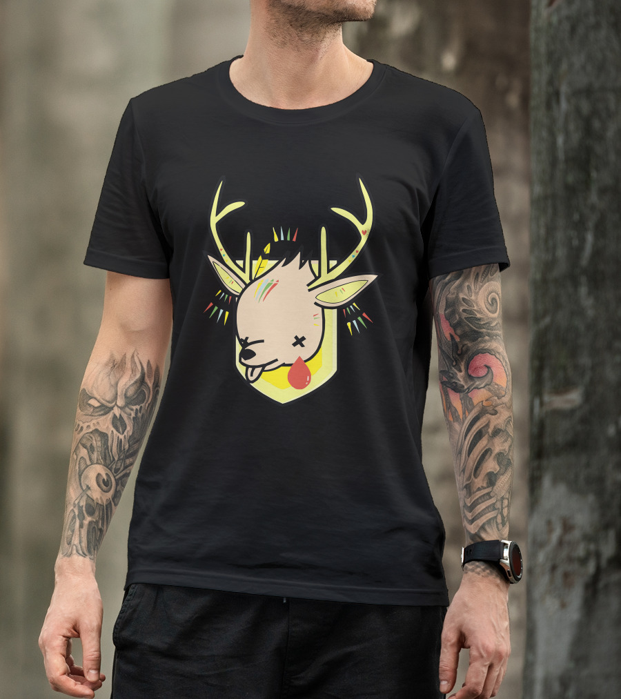 Hunter Deer With Fallen Antlers And Colorful Accents T-Shirt