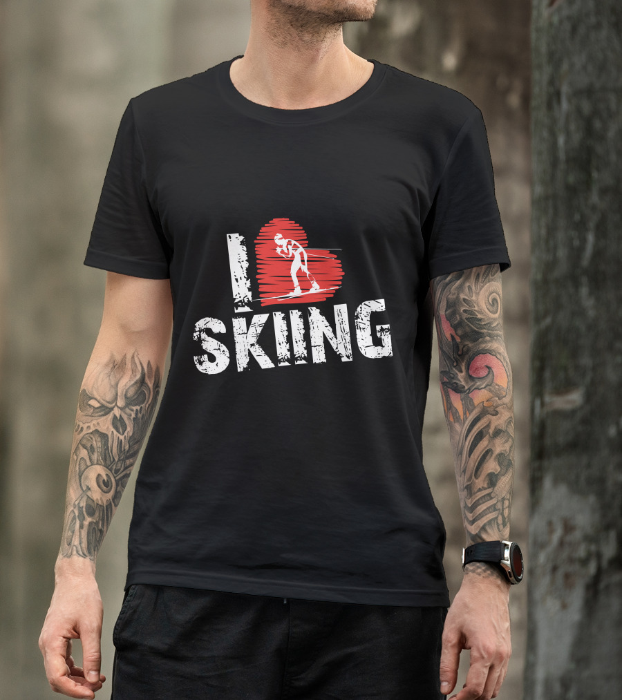 I Love Skiing Red Heart Skiier T-Shirt