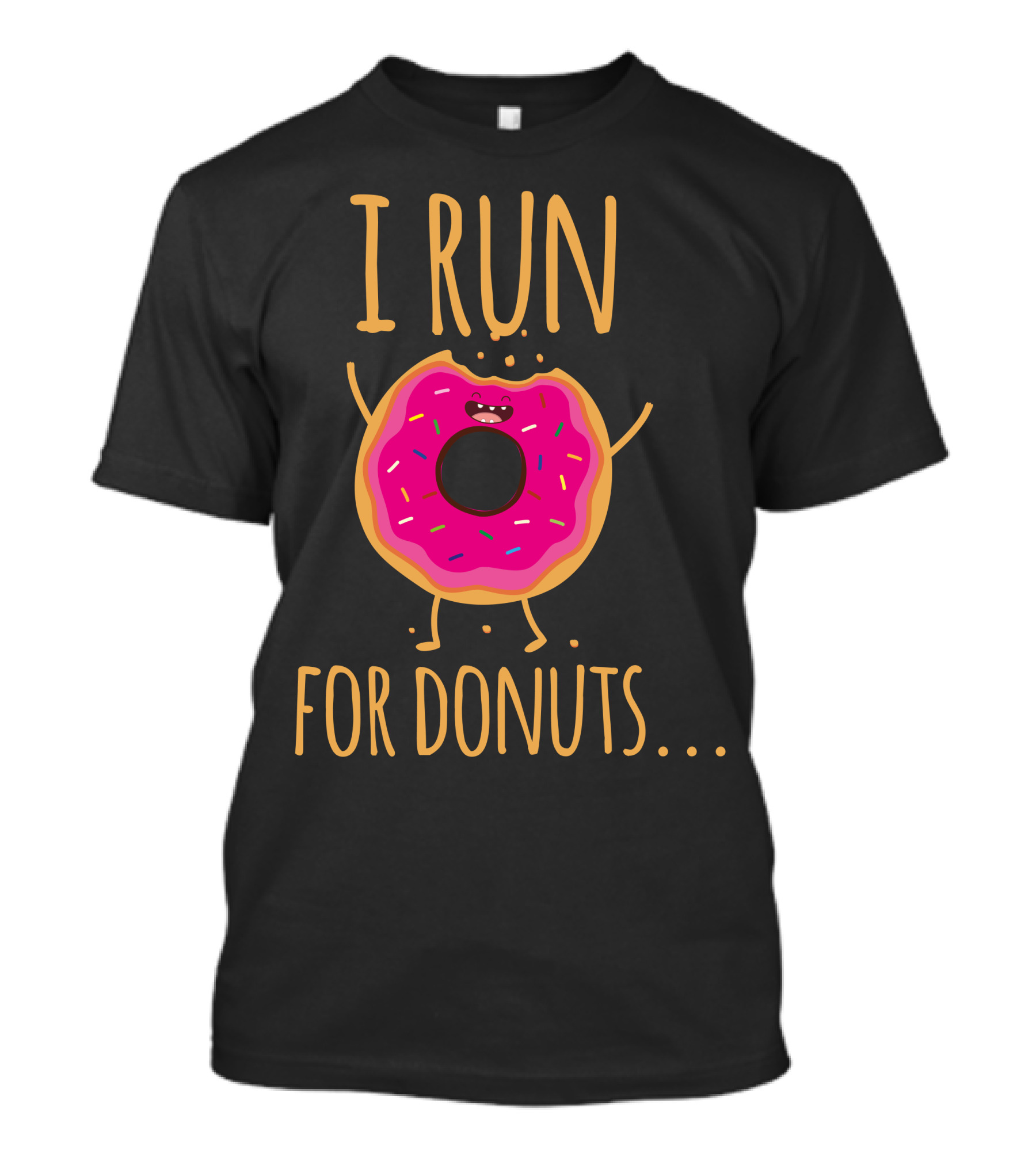 I Run For Donuts. Pink Frosted Cartoon Donut T-Shirt