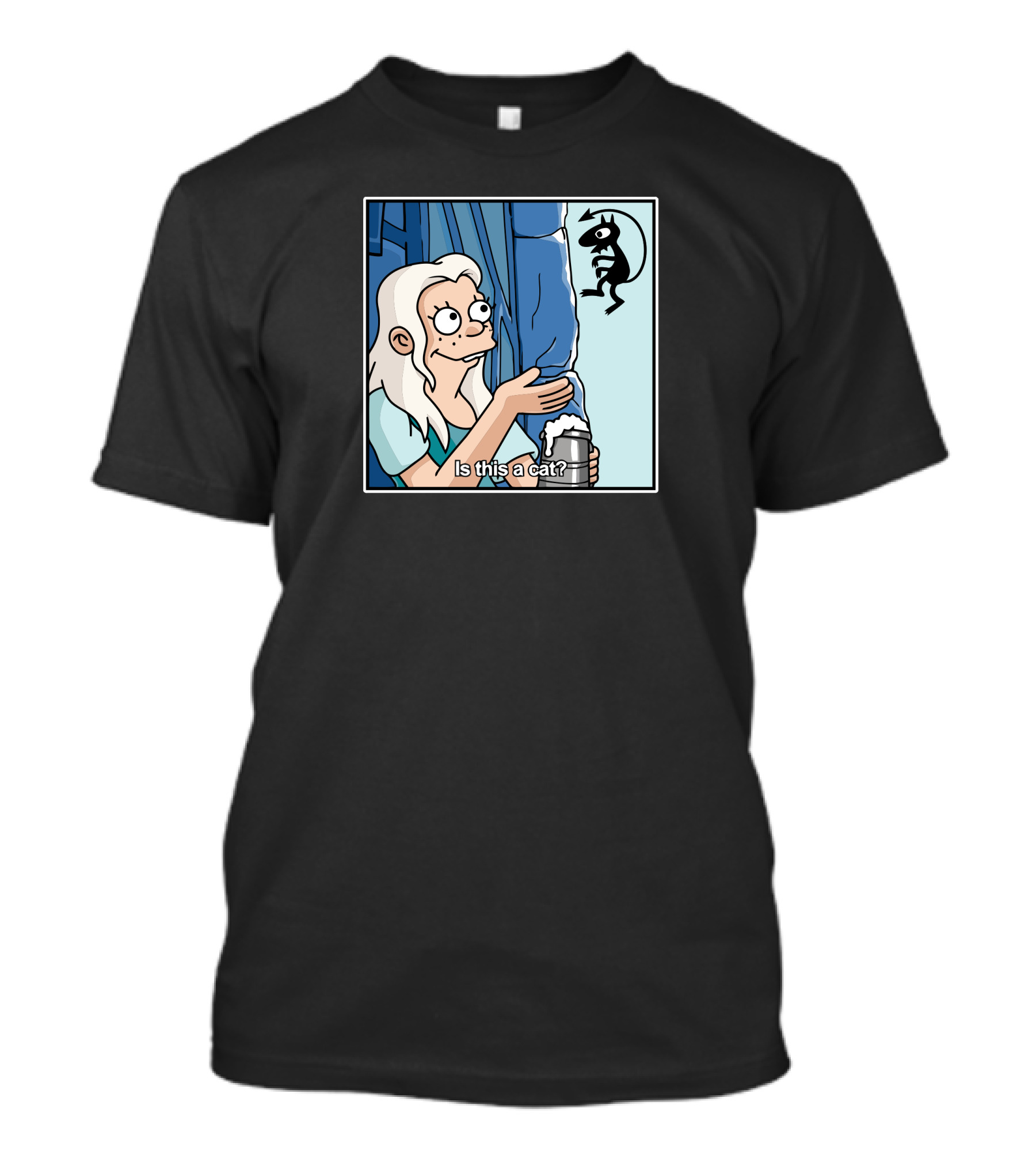 Is This A Cat Curious Woman With Creature And Drink T-Shirt