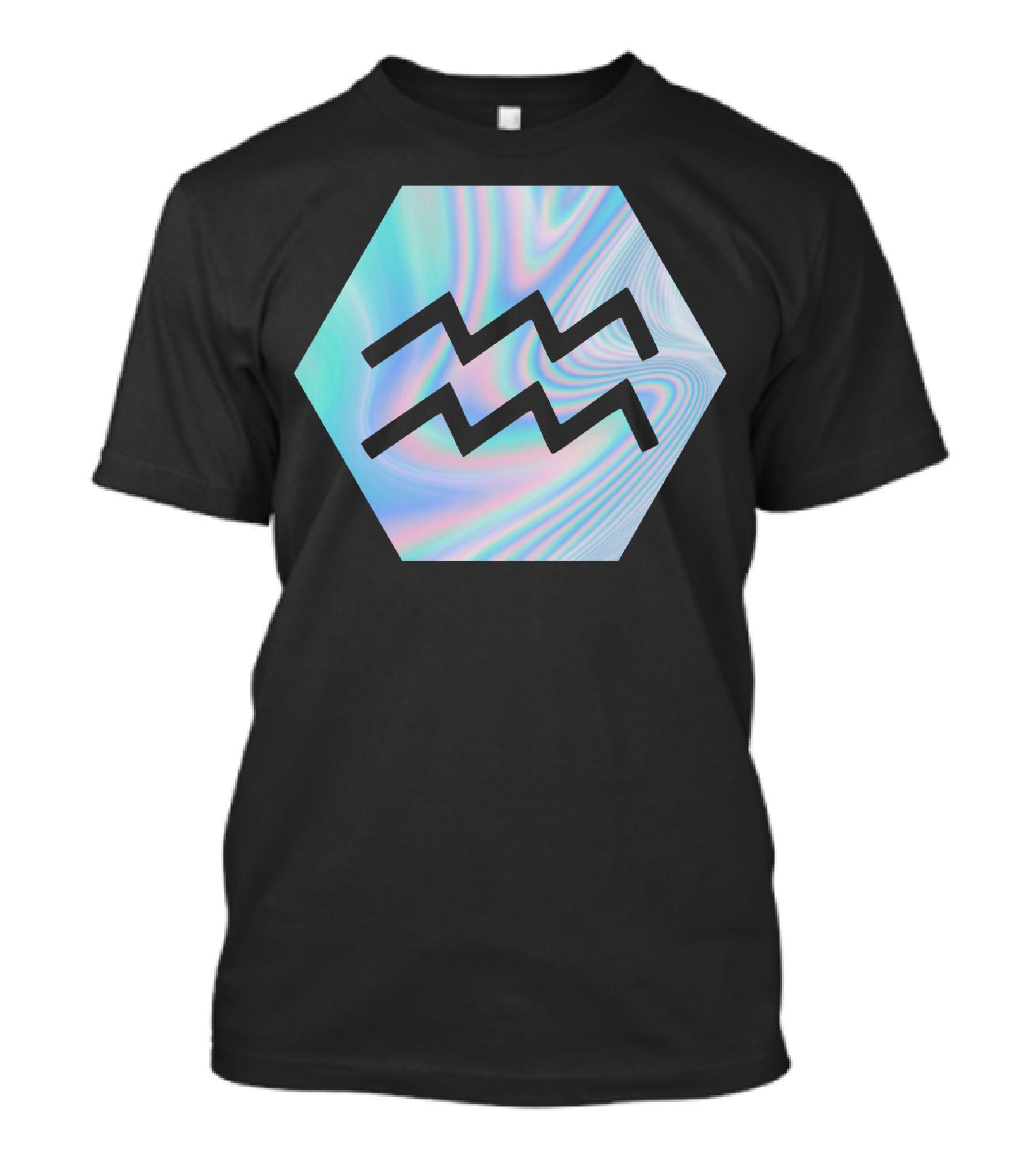 Aquarius Symbol Hologram Iridescent Wave Hexagon T-Shirt