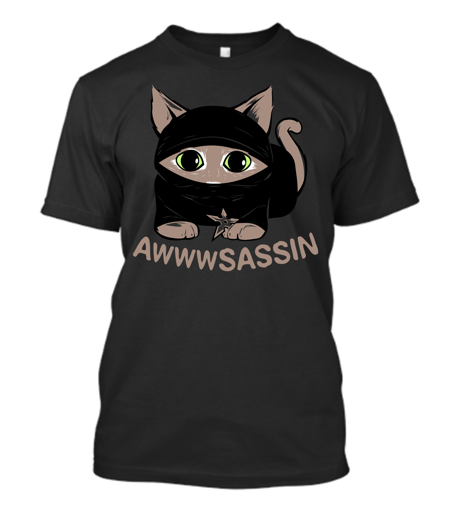 Awwwsassin Ninja Cat With Shuriken Eyes T-Shirt