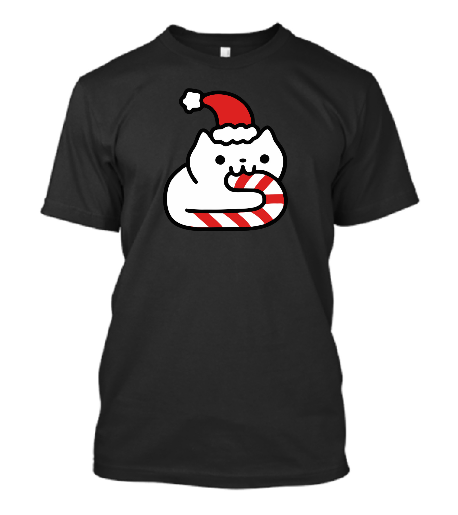 Candy Cane Cat Santa Hat T-Shirt