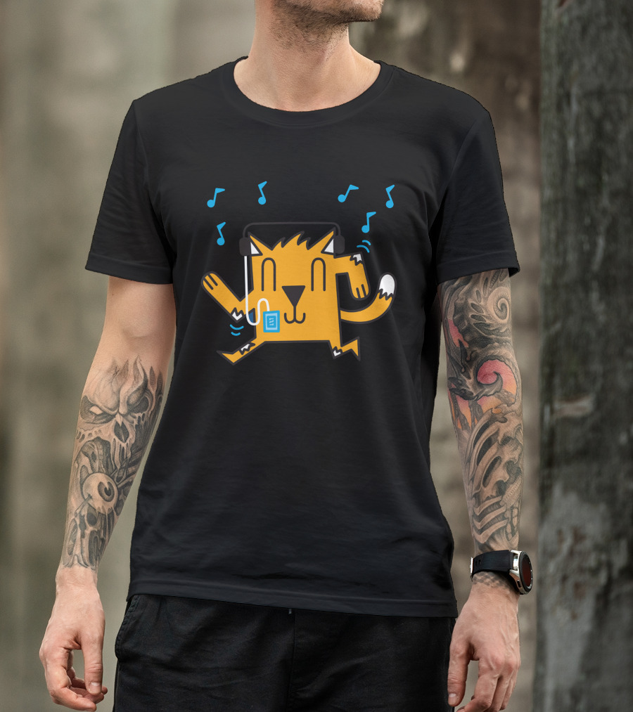 Dancing Cat With Musical Notes And Headphones T-Shirt