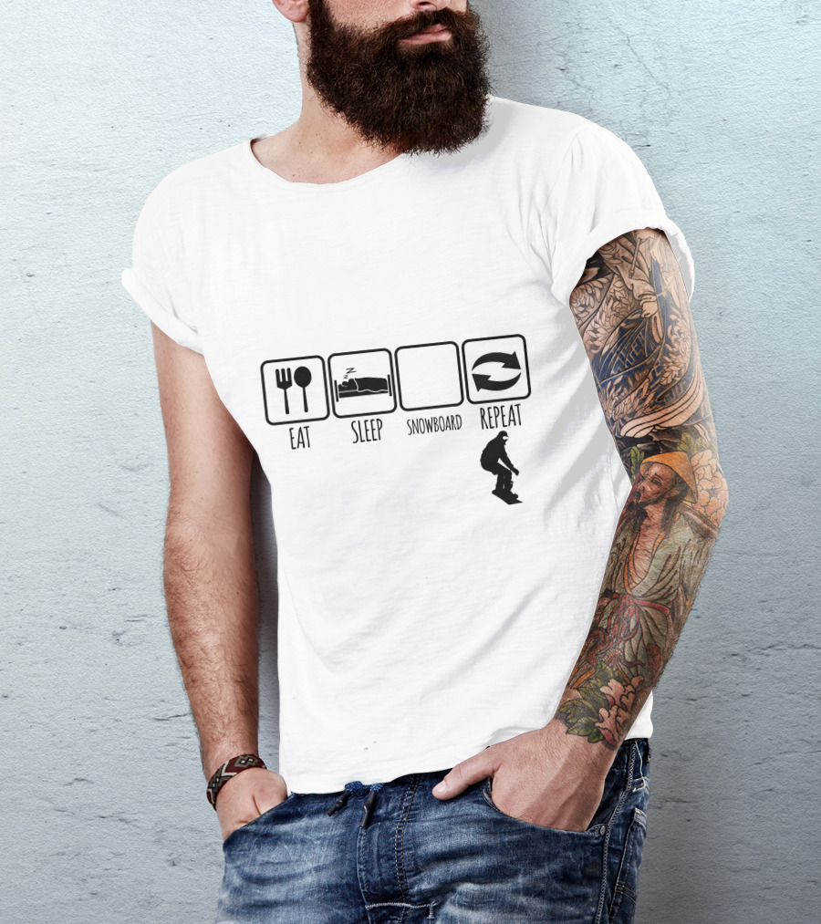 Eat Sleep Snowboard Repeat Icons Snowboarder T-Shirt