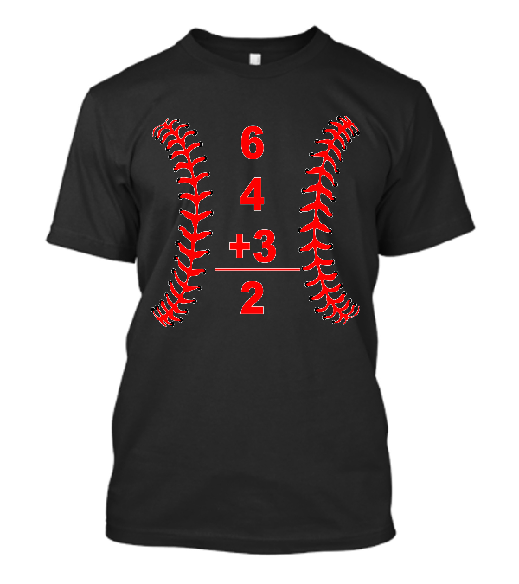6 4 3 Double Play Baseball Stitching Math Visual T-Shirt