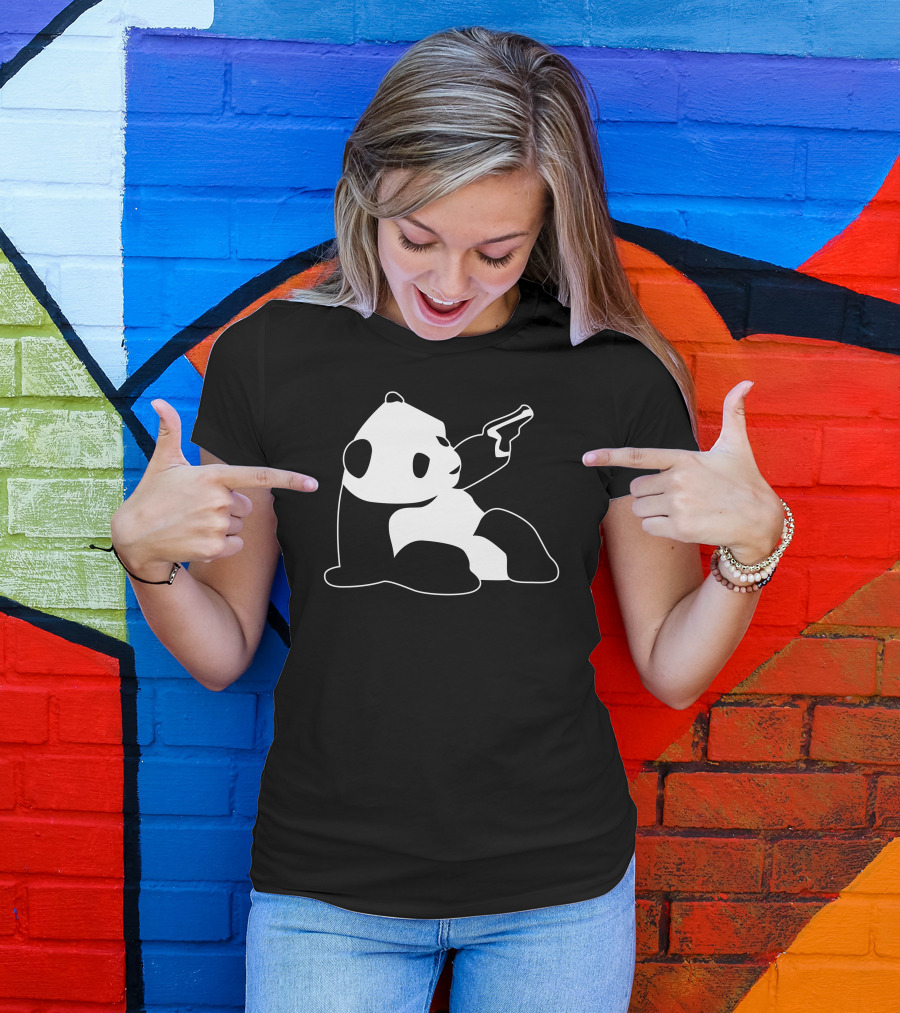 Baby Banksy Panda With Gun T-Shirt