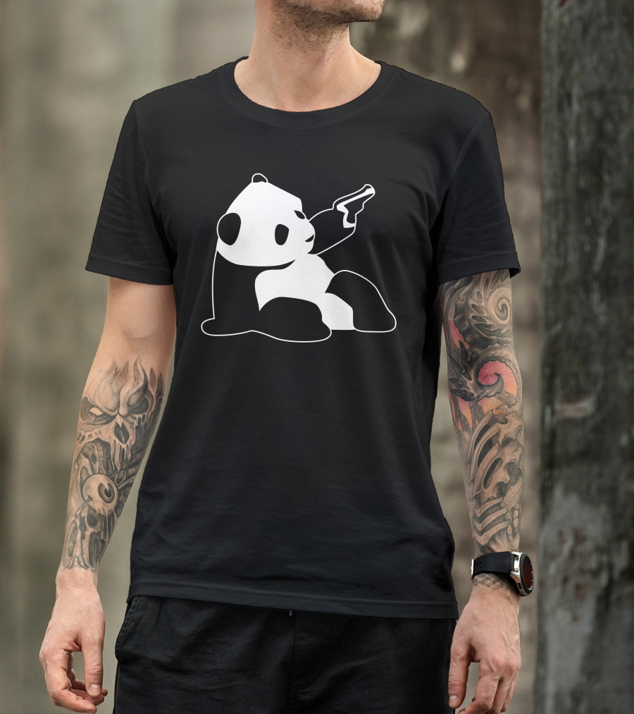 Baby Banksy Panda With Gun T-Shirt