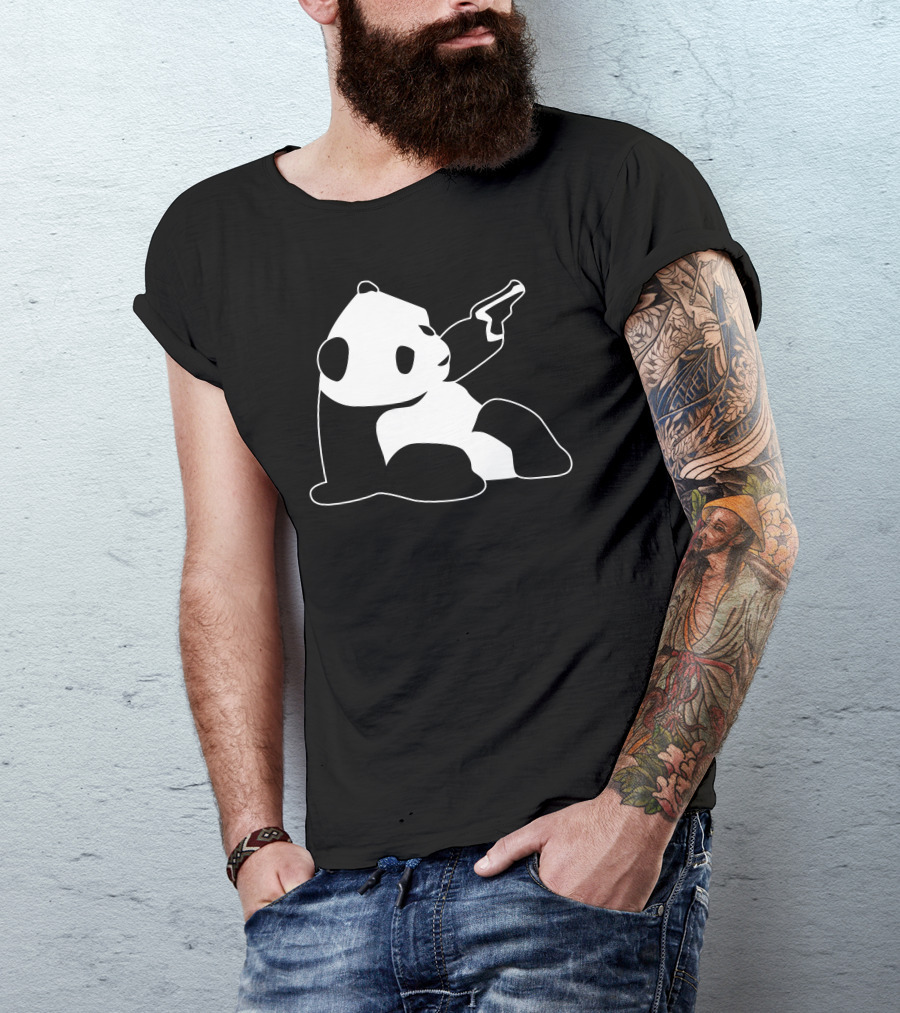 Baby Banksy Panda With Gun T-Shirt