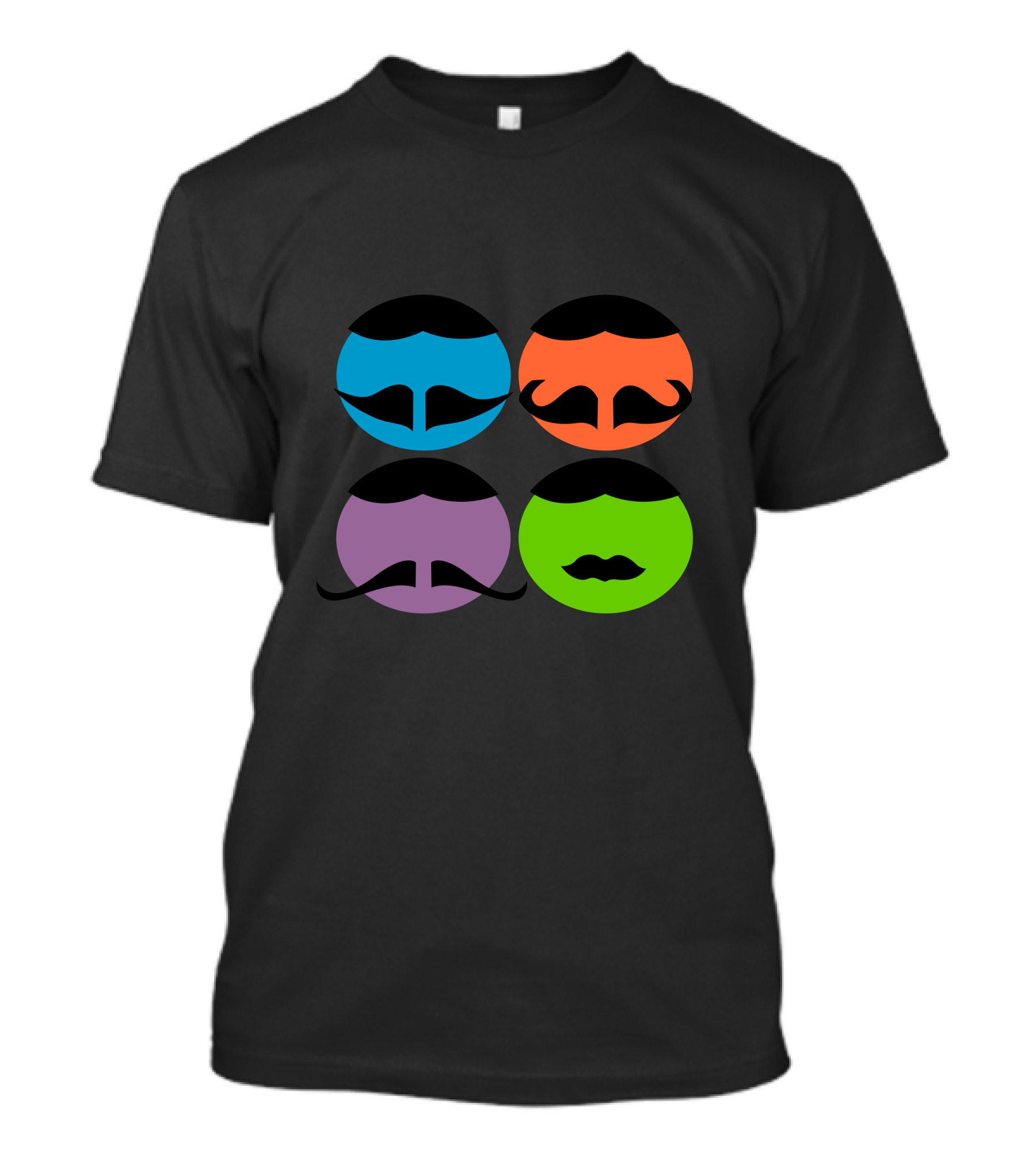 Barber Shop Quartet Colorful Mustache Faces T-Shirt