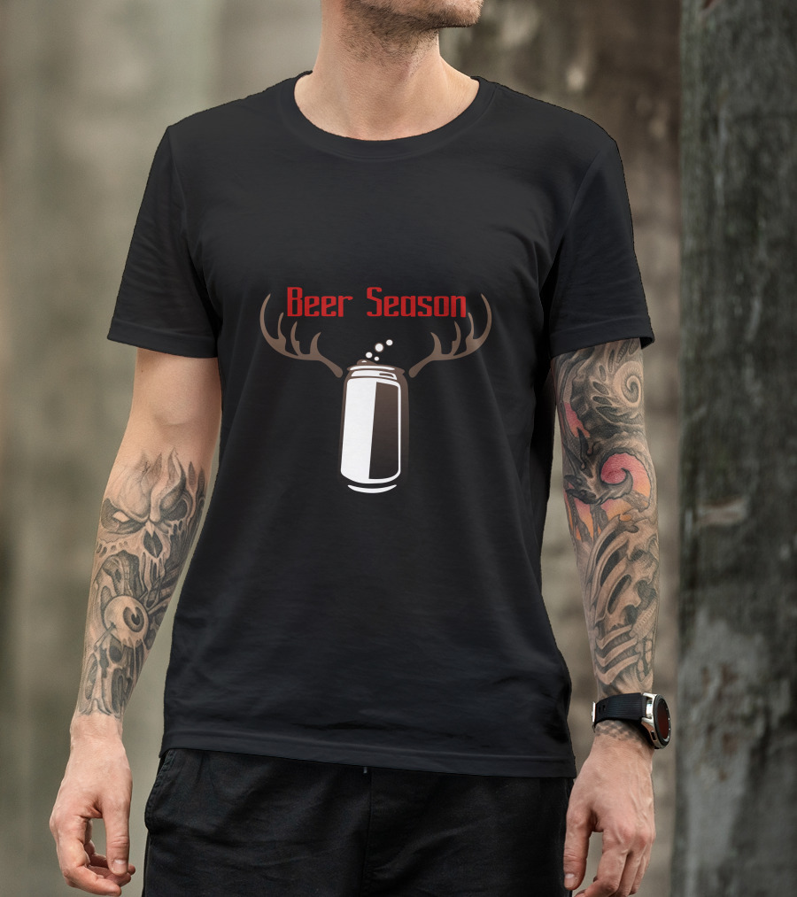 Beer Season Deer Antlers Beer Can T-Shirt