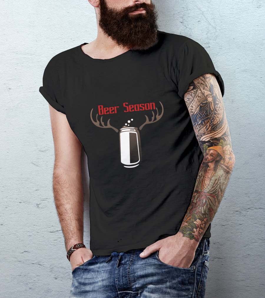 Beer Season Deer Antlers Beer Can T-Shirt