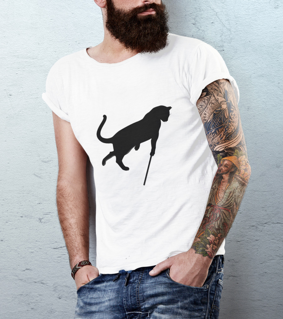 Blind Cats Crossing Silhouette With Cane T-Shirt