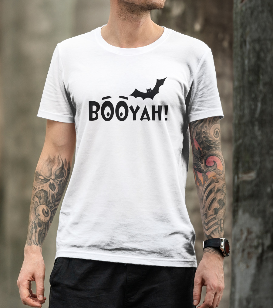 Boo Yah Batty Halloween Bat Eyes Emoji T-Shirt