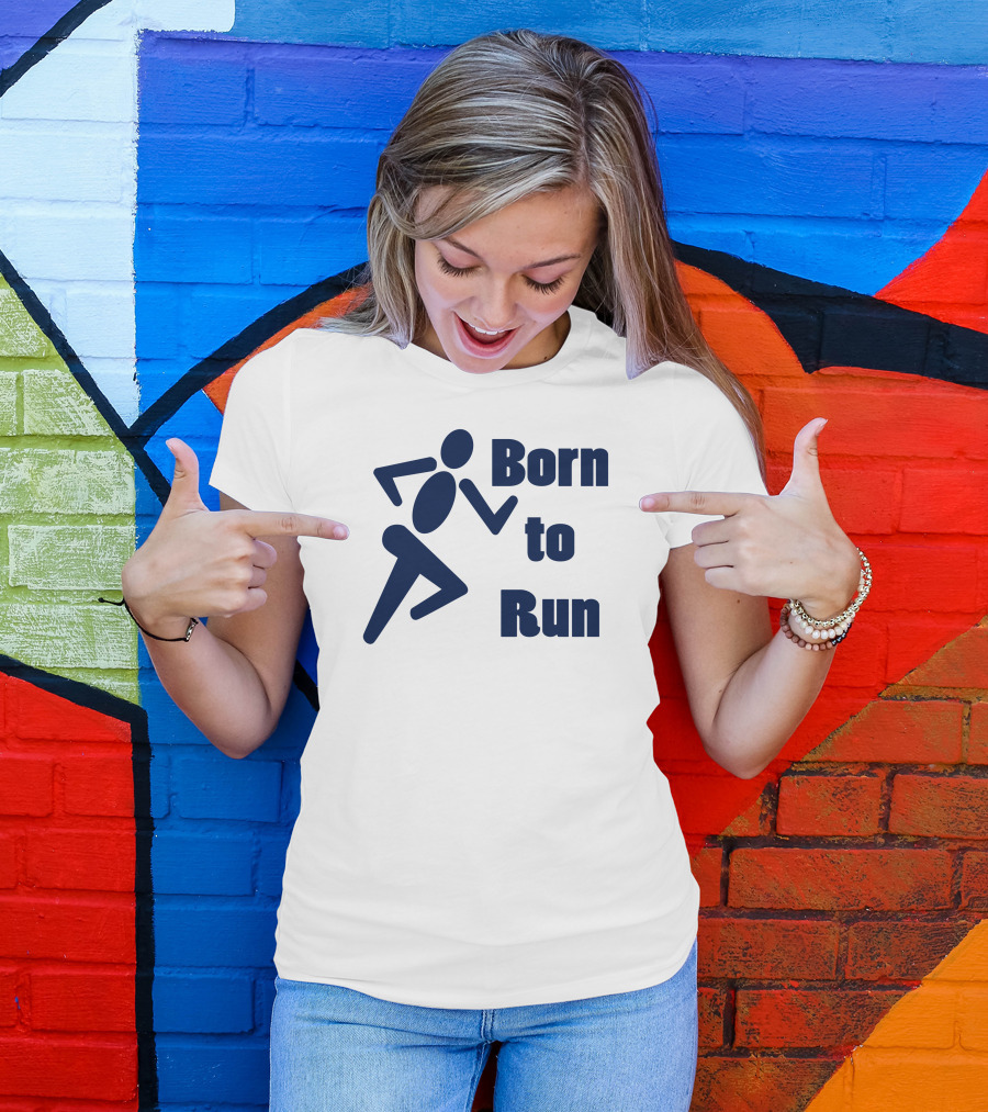 Born To Run Blue Running Boy T-Shirt