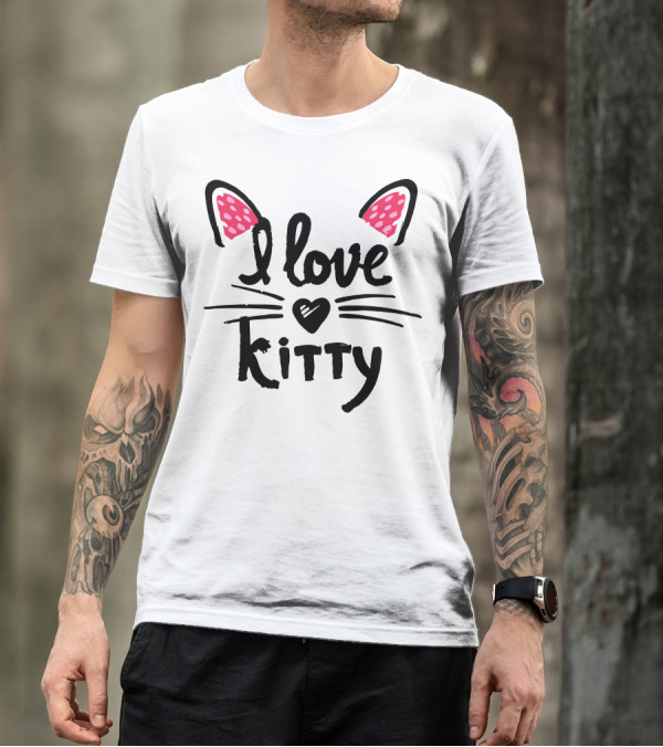 I Love Kitty Ears Heart Whiskers T-Shirt
