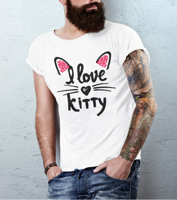 I Love Kitty Ears Heart Whiskers T-Shirt