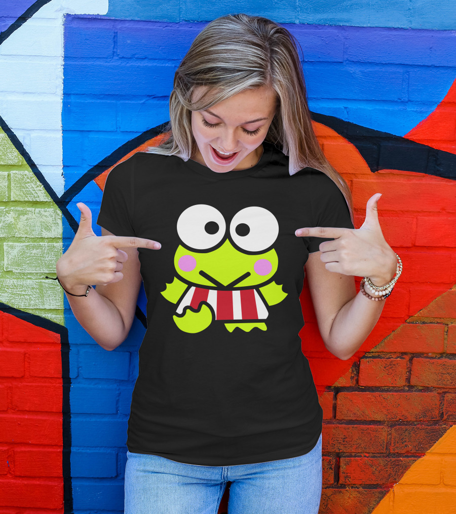 Keroppi Frog Character In Red And White Striped T-Shirt