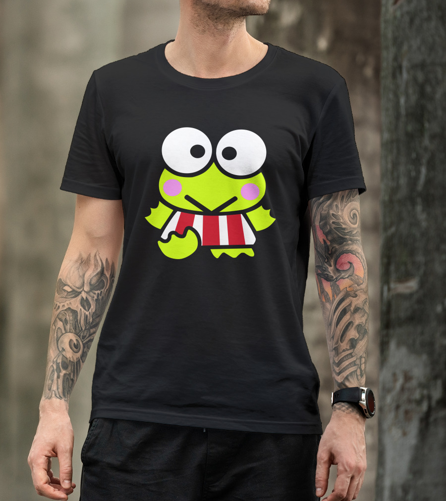 Keroppi Frog Character In Red And White Striped T-Shirt
