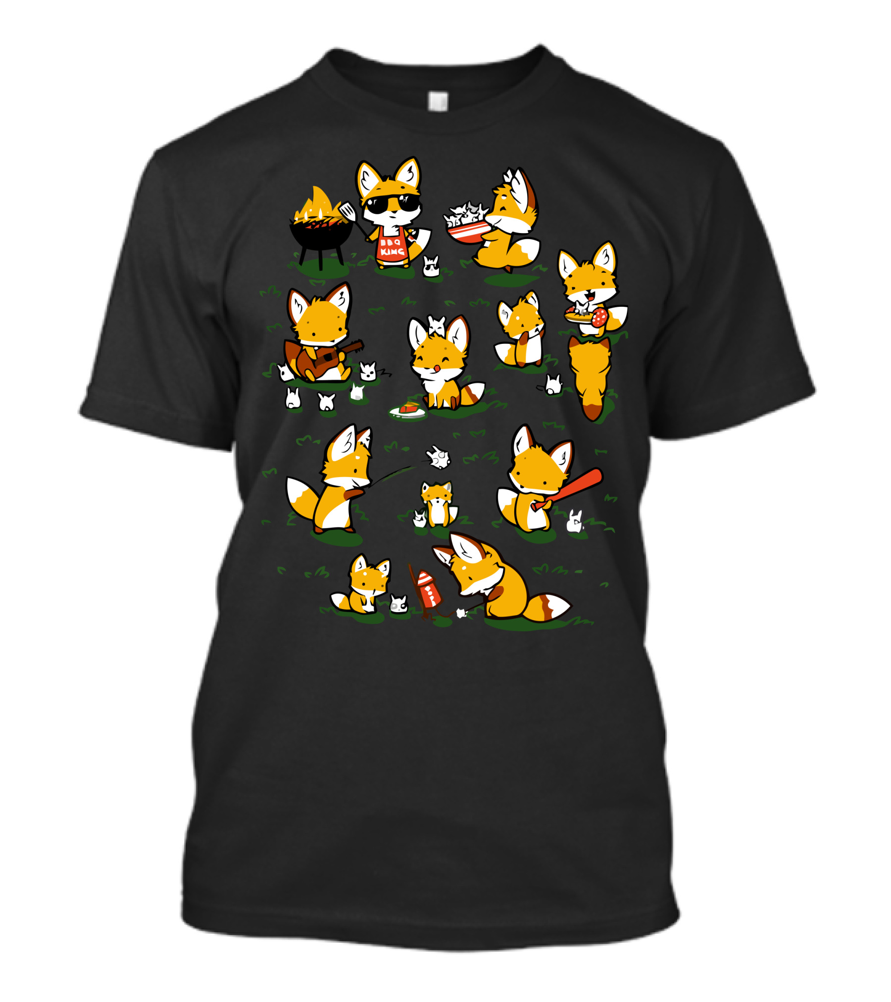 BBQ King Partying Foxes Fiesta T-Shirt
