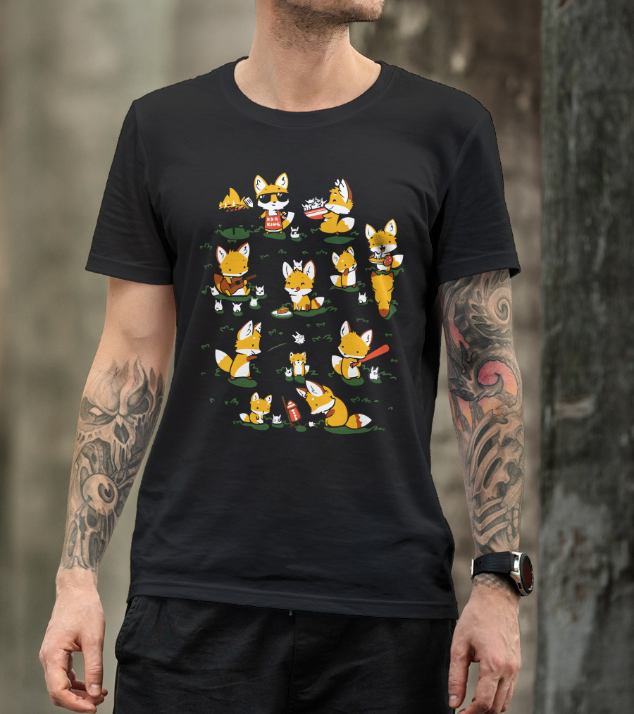BBQ King Partying Foxes Fiesta T-Shirt