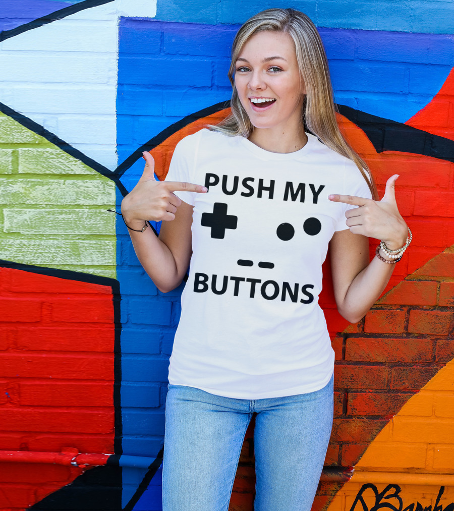 Push My Buttons Retro Game Controller Face T-Shirt