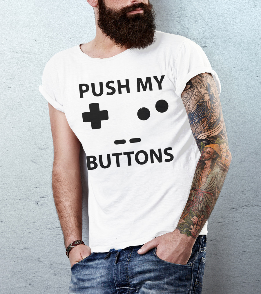 Push My Buttons Retro Game Controller Face T-Shirt