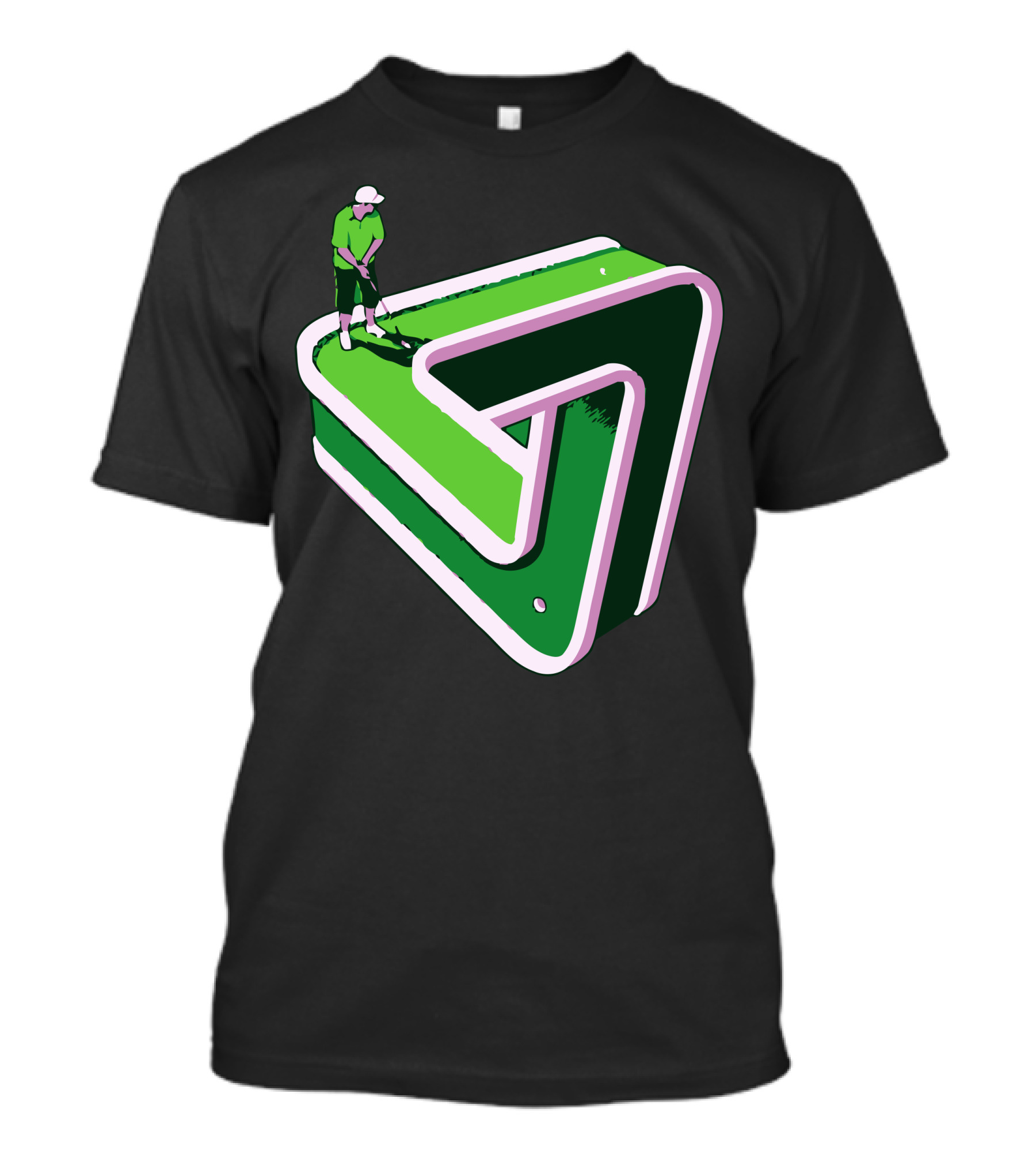 Puzzled Putter Optical Illusion Golf Triangle T-Shirt