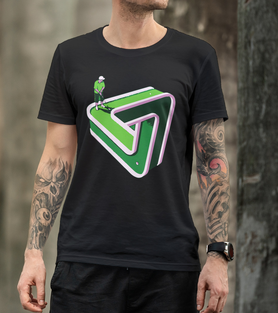 Puzzled Putter Optical Illusion Golf Triangle T-Shirt