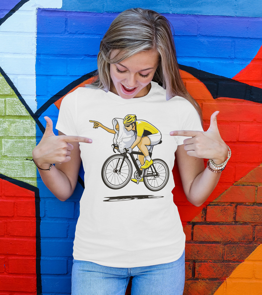 Cyclist With E.T. Homage In Yellow Riding Gear T-Shirt