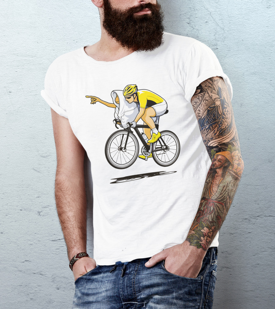Cyclist With E.T. Homage In Yellow Riding Gear T-Shirt