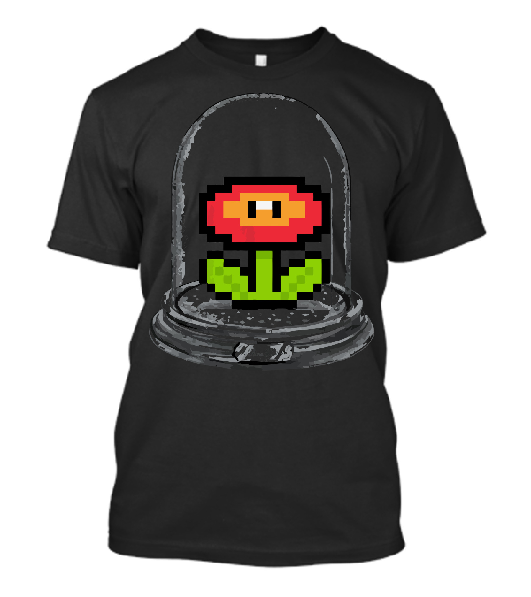 Rare Flower Pixelated Under Glass Dome T-Shirt