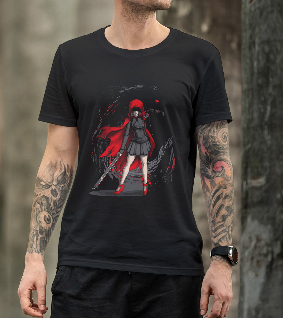 Red Revenge Wolf Shadow Warrior Hooded Cloak T-Shirt