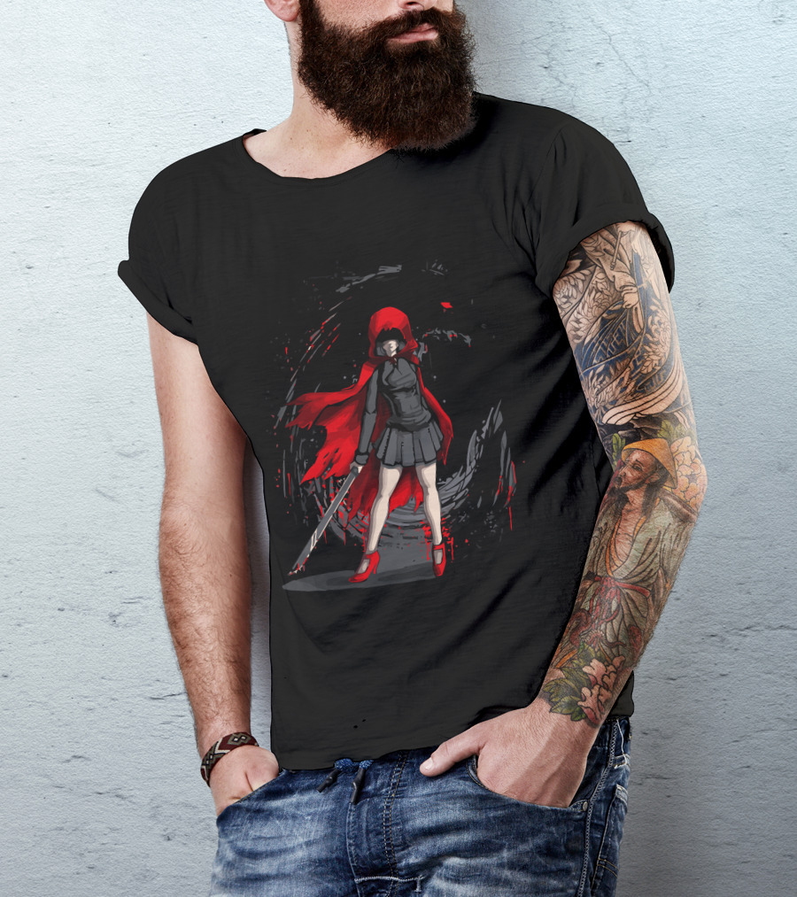 Red Revenge Wolf Shadow Warrior Hooded Cloak T-Shirt