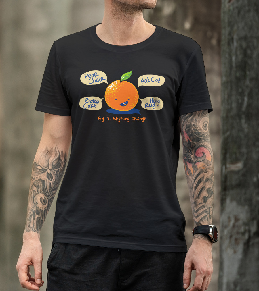 Pear Chair Bake Cake Hat Cat Hug Rug Fig. 1 Rhyming Orange T-Shirt